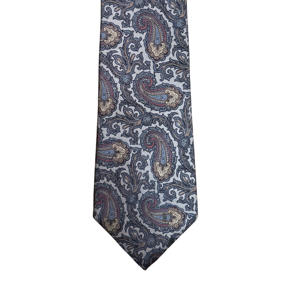 Christopher Hayes Paisley Silk Tie Gray Blue Pink Gold W" L 3.25 W‎